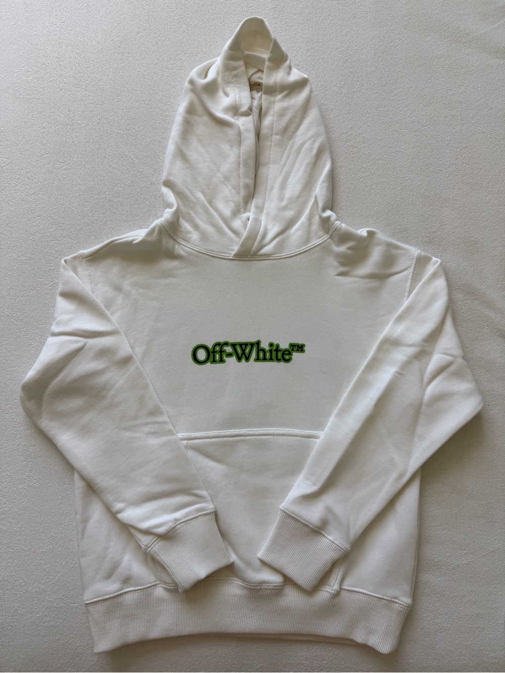 Off-White Kids White Hoodie Glow In The Dark Arrow Logo Size 8 NWT